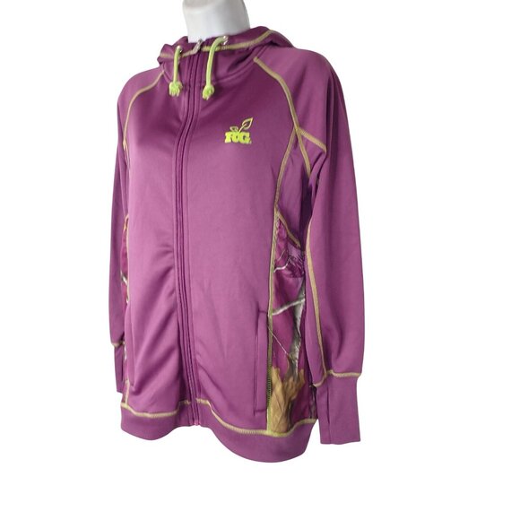 Realtree Girl Zip Hoodie Sweatshirt Women M Purple Green Camo Hunting NEW - Picture 2 of 8
